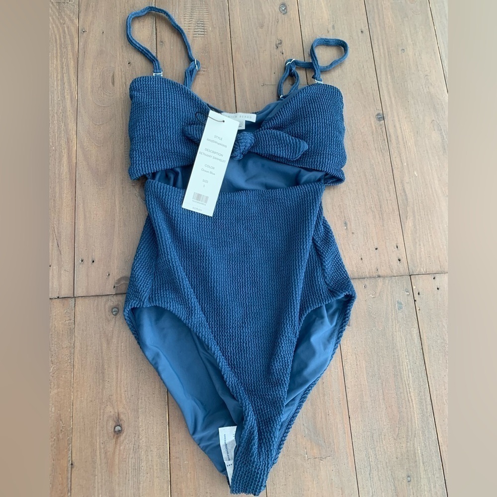 VERONICA BEARD - BETHANY CUTOUT ONE-PIECE SWIMSUIT OCEAN BLUE NWT
